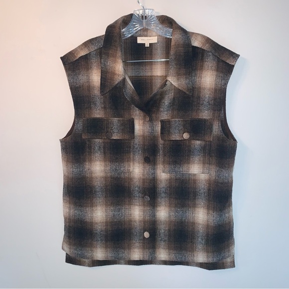 Mellowday Plaid Brown Flannel Vest Wool Blend M - Picture 1 of 6